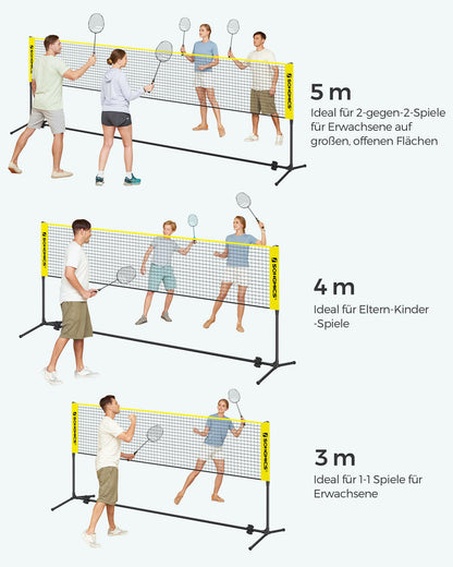 SONGMICS 3m Badminton Net, Volleyball Net, adjustable poles, portable set for tennis, beach volleyball, for garden, park, outdoor, Yellow SYQ300Y