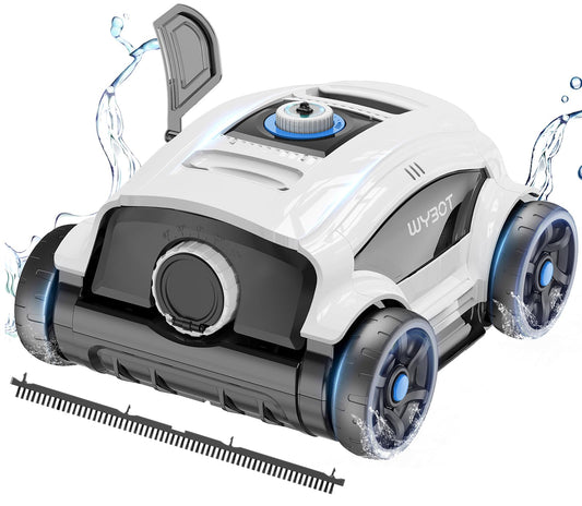 WYBOT WY1103 Pool Robot, Cordless Pool Vacuum with Battery, 120 Min Runtime, for Above Ground Pools up to 120 m², Dual Motors, Large Brush & Suction Openings, Adjustable Nozzle (White/Black A)