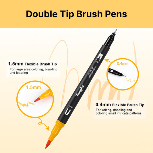 Tongfushop Brush Pen Set, 120 colors 1-5mm/Fineliner 0.4mm felt-tip pens Thick and Thin for kids and adults, Dual Tip Brush Pens Watercolor Markers for Bullet Journal, Coloring Books, Hand lettering