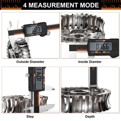 HARDELL Digital Caliper 150mm, Stainless Steel with LCD Display, Inch and Millimeter Conversion, Household & Industrial Measuring Tool with 2 Spare Batteries