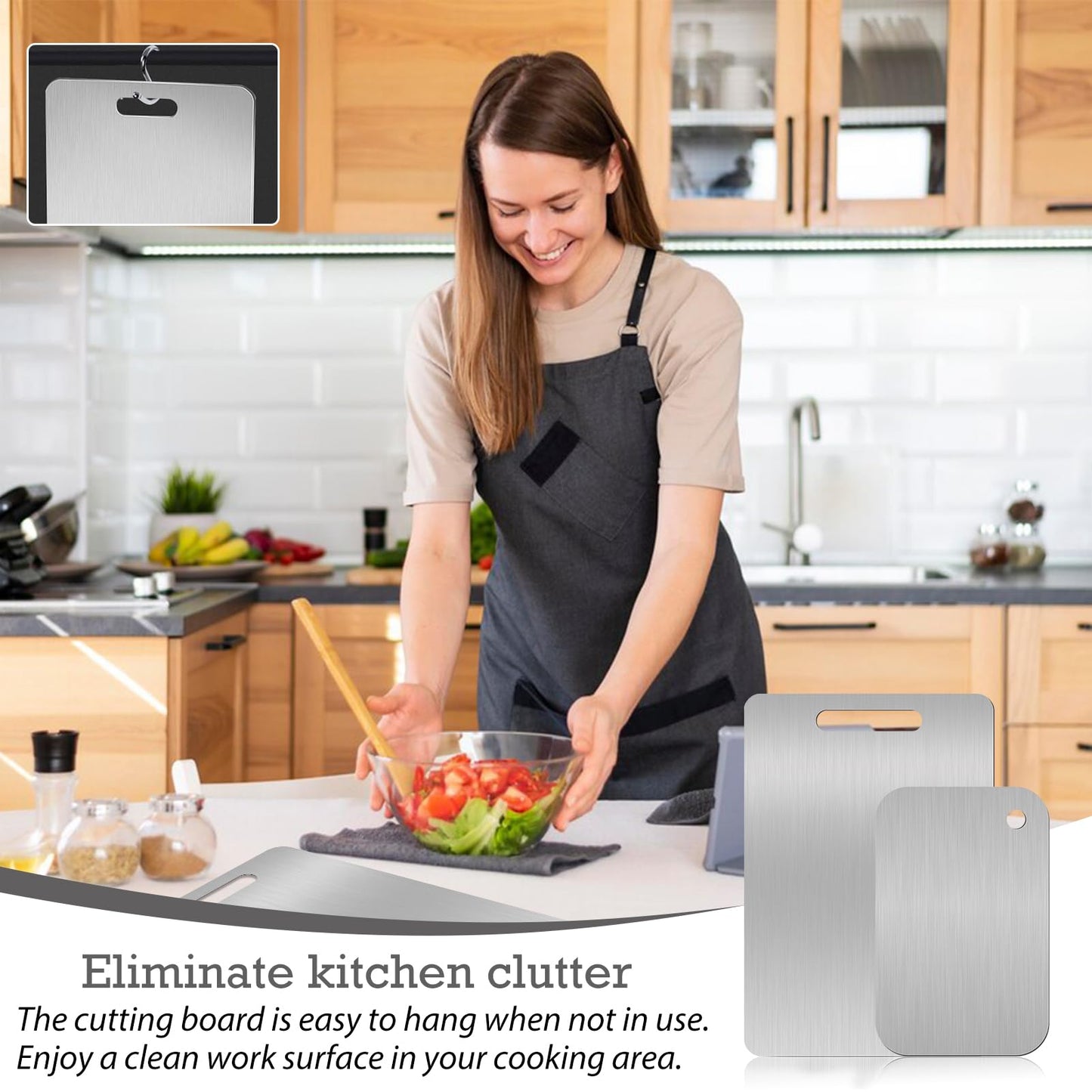 WYFDCZZP Titanium Chopping Board, 2 Stainless Steel Chopping Boards, Baking Board, Kitchen Board made from Titanium Stainless Steel for cutting in the kitchen.
