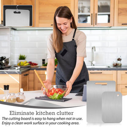 WYFDCZZP Titanium Chopping Board, 2 Stainless Steel Chopping Boards, Baking Board, Kitchen Board made from Titanium Stainless Steel for cutting in the kitchen.
