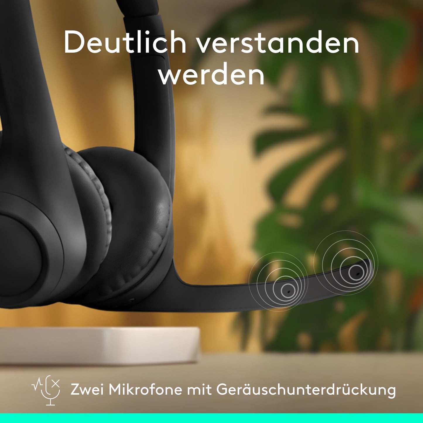 Logitech Zone 300 Wireless Bluetooth Headset with microphone includes noise cancellation, compatible with Windows, Mac, Chrome, Linux, iOS, iPadOS, Android - Black