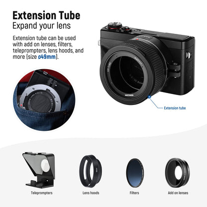 NEEWER wide angle lens compatible with Canon G7X Mark III camera, 2 in 1 18mm wide angle & 10x macro attachment lens with extension tube, bayonet, cleaning cloth.