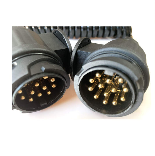 JVJ coiled cable 13-pin trailer extension cable plug 3M 13-13 pin 13-pin to 13-pin trailer cable adapter for cars RV motorhome tractor camper vehicle caravan