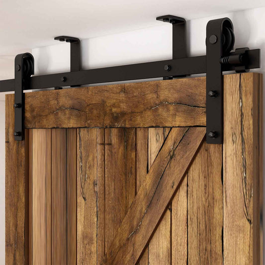 6FT/1.8M Ceiling Mount Sliding Barn Door Hardware, L-shaped bracket system, Fits 60cm wide, single door panel.