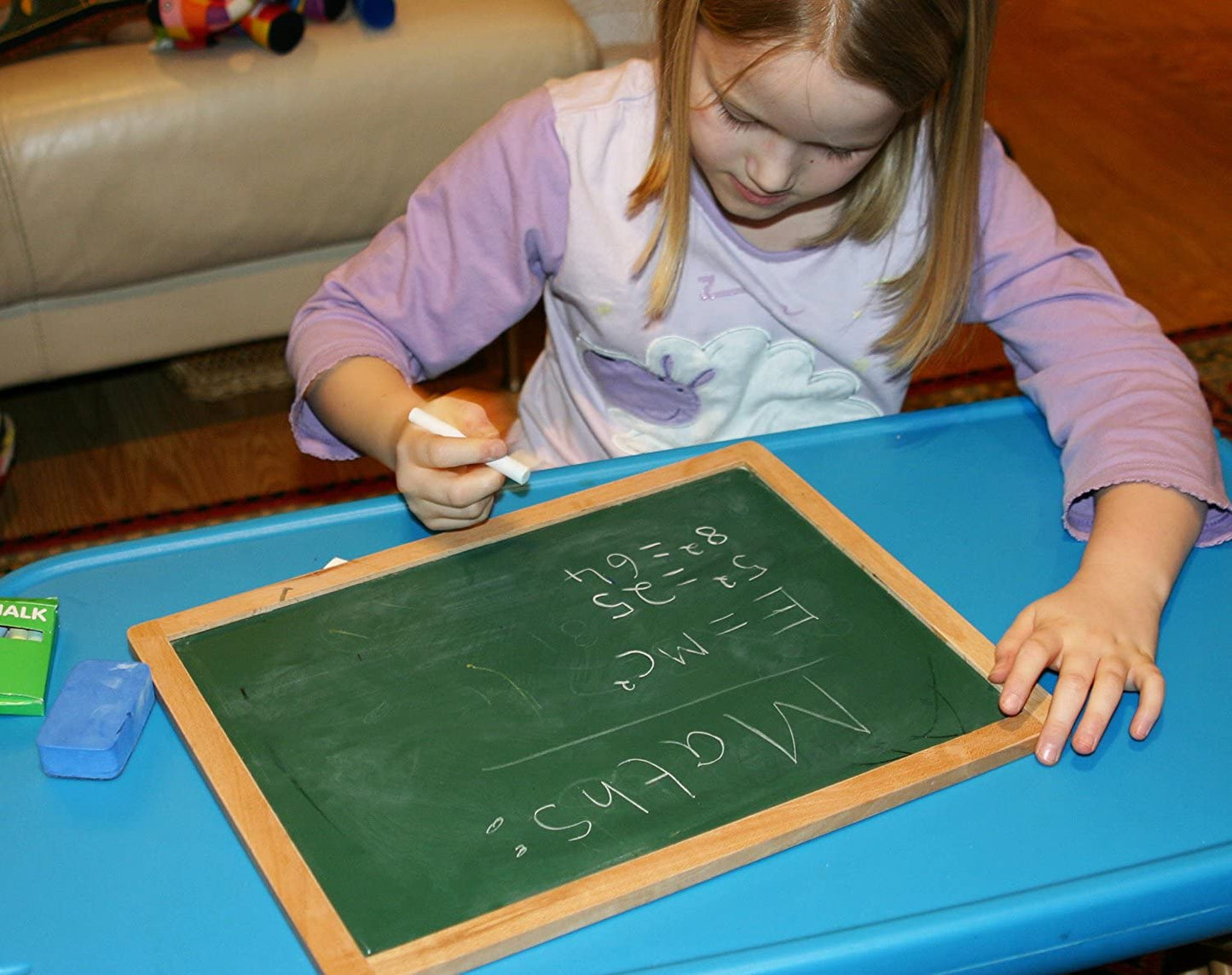 Wooden easel chalkboard magnetic board for children - with magnetic shapes letters numbers pen and paper roll - storage bag included - foldable and easy to store.