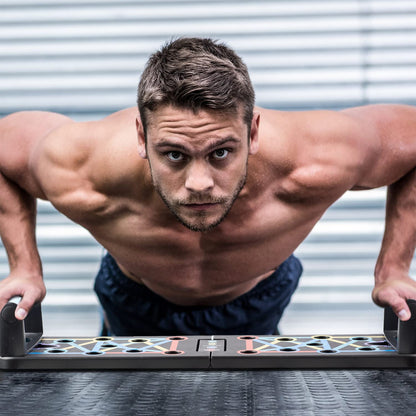 Body & Mind® Push-Up Plank Board; Foldable Multifunction Elite Rack Fitness Board for Full Body Training & Effective Push-Ups; Push-Up Handles with Free Training Bands & E-Book.