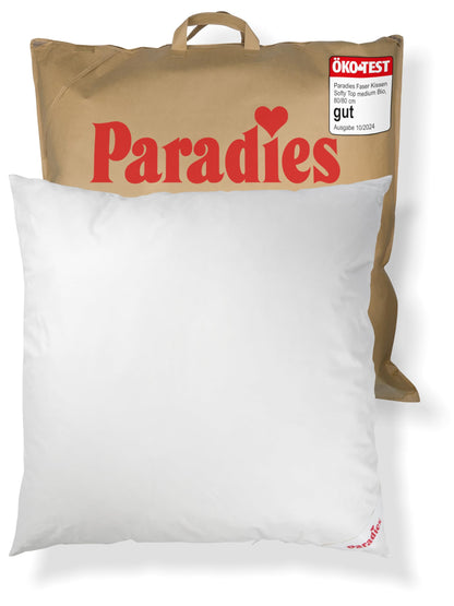 Paradise pillow 80x80 cm with zipper - Softy Top Bio medium with Aloe Vera, medium-firm sleeping pillow, vegan pillow, Öko-Tex 100 Class 1.