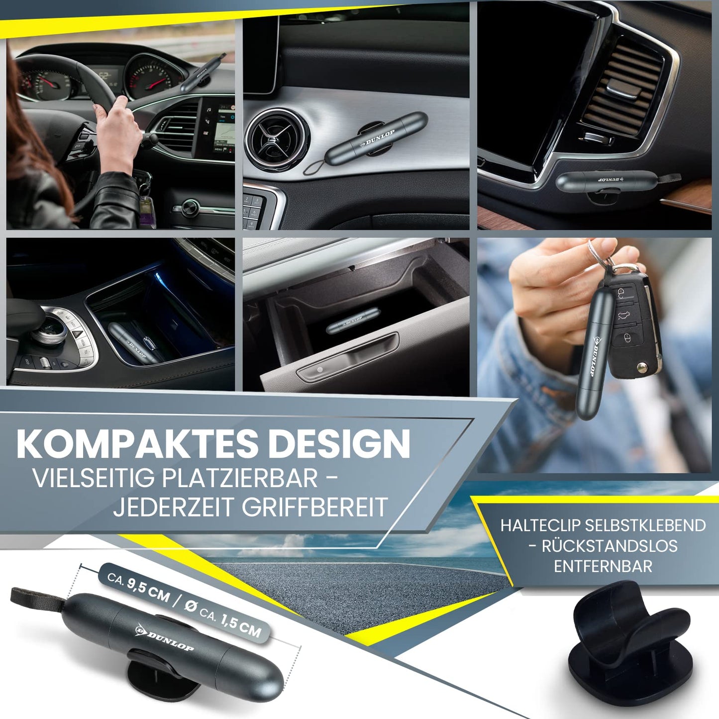 Dunlop Automotive belt cutter emergency hammer brand emergency hammer with test glass for practice - especially destroys composite safety glass of the new car generation - spring-loaded emergency hammer - Emergency CarTool