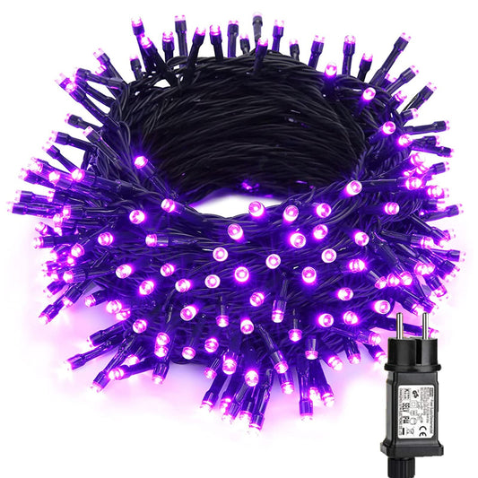 BrizLabs Halloween String Lights Outdoor, 20M 200 LED Purple Christmas String Lights Outside Battery Operated 8 Modes Waterproof Christmas Tree for Indoor Garden Balcony Window Horror Party Celebration Decor