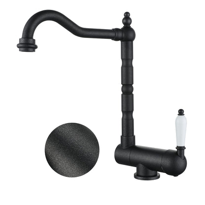 SJQKA Black Kitchen Faucet, Pre-Window Kitchen Tap Foldable 180°, Brass Single Lever Kitchen Mixer Tap 360° Rotatable (frosted/black)