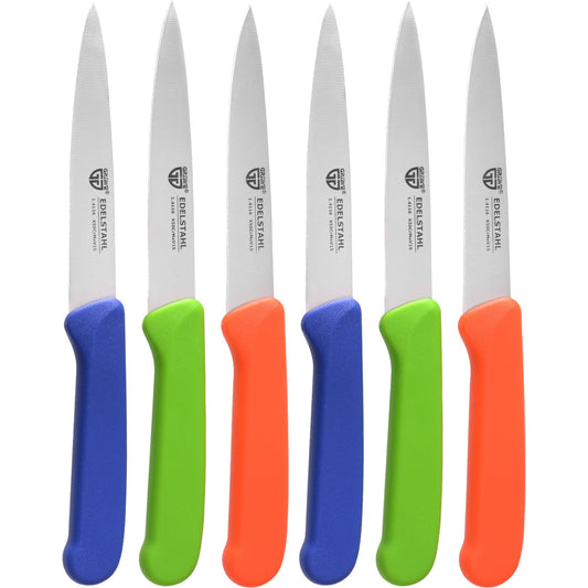 GRÄWE Vegetable Knife, 6-piece set, small kitchen knife set, fruit knife, paring knife, stainless steel, colorful, super sharp edge