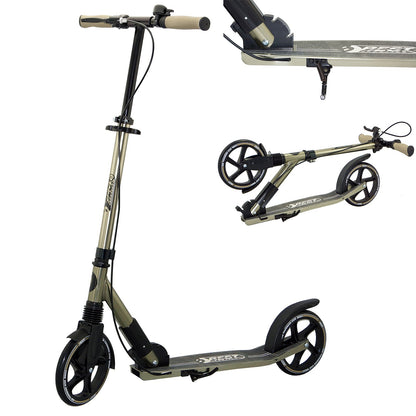 BEST SPORTING High End Adult Scooter, foldable with stand, hand brake, bell, and carrying strap. City scooter for adults with wheel size of 205 mm.
