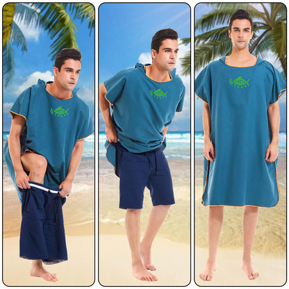 QKTYB Surf Poncho for Men and Women, Changing Robe Beach Adults Microfiber Lightweight and Quick Drying Towel Poncho Changing Poncho for Swimming Beach