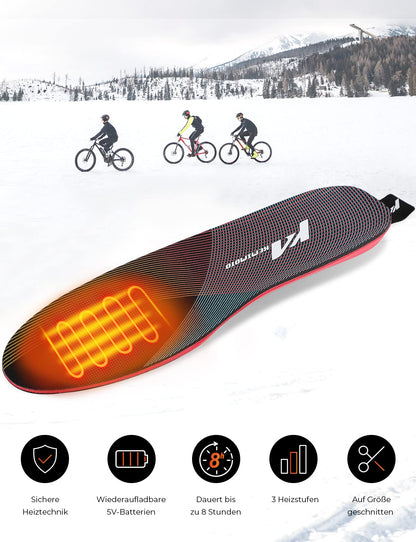KEMIMOTO Heated insoles with remote control and APP, Electric heated insoles for men and women, Rechargeable thermal insoles, Breathable heating insoles for hiking, camping.