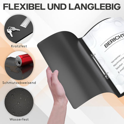 ACROPAQ - 10 x Ring Binder A4 - With 2 rings, spine width 2.5 cm, Night, Natural Color Collection - Ring file, ring binder, slim A4 folder, A4 ring binder, school folder