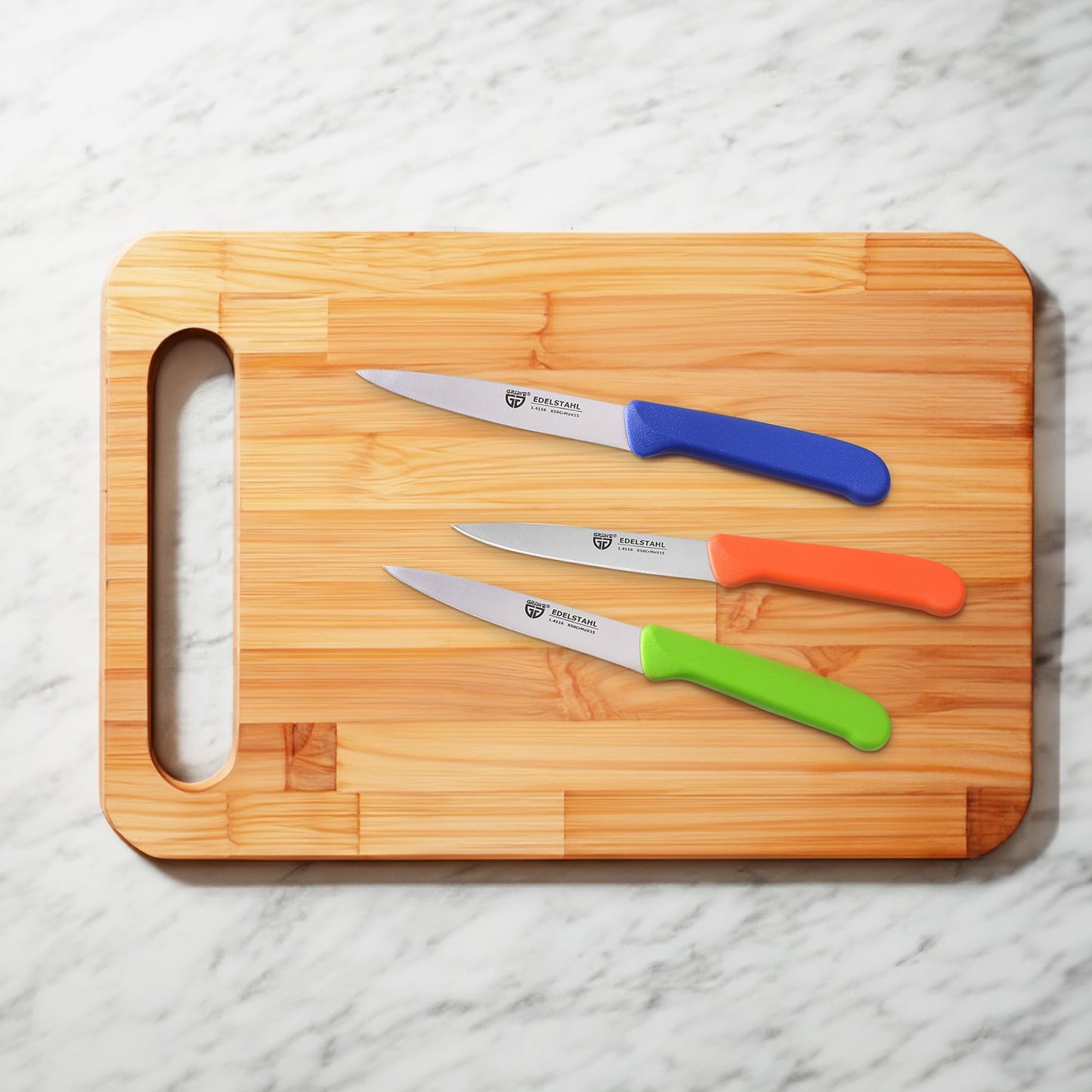 GRÄWE Vegetable Knife, 6-piece set, small kitchen knife set, fruit knife, paring knife, stainless steel, colorful, super sharp edge