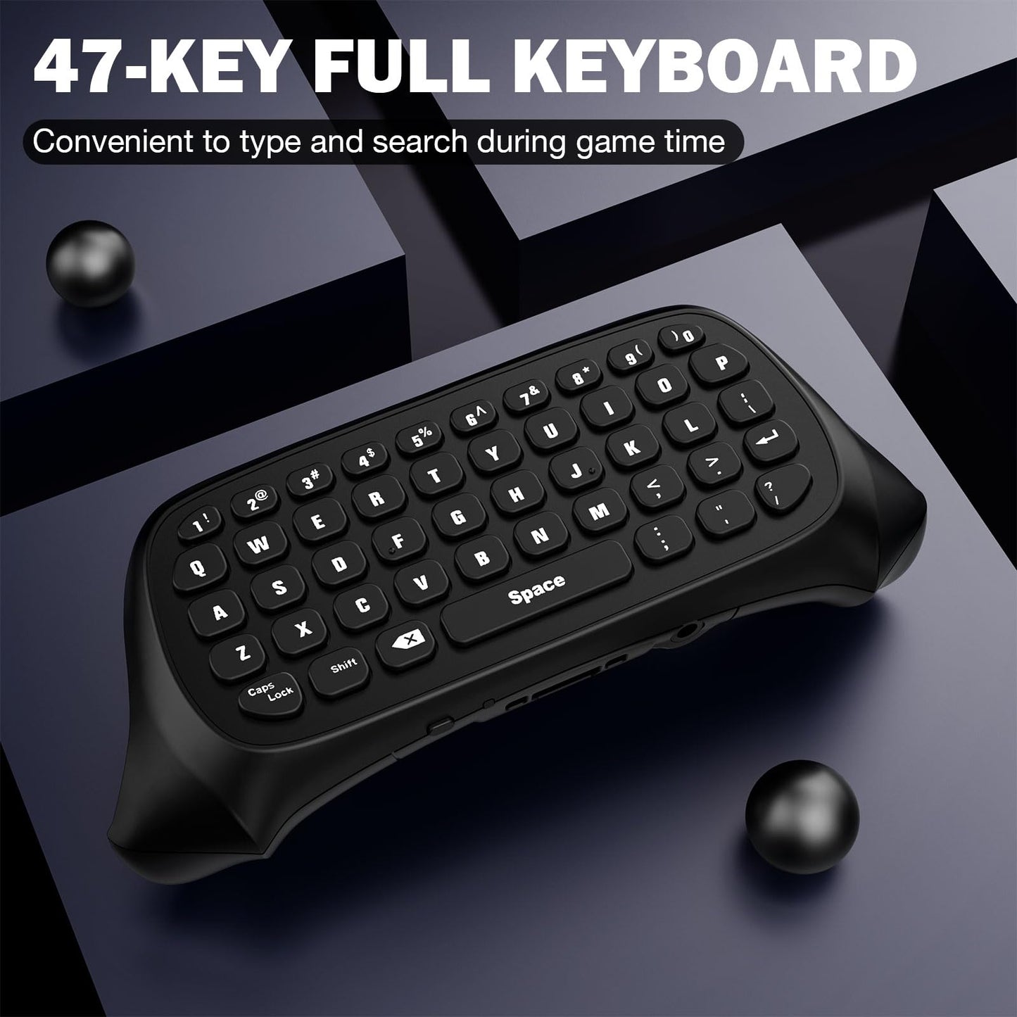 MoKo Xbox Mini Keyboard, 2.4G Receiver Wireless Chatpad Game Keyboard with Headset Green Backlight Audio Jack, Compatible with Xbox One S/One Elite/Series X/Series S, Anthracite Black