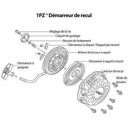1PZ FPS-X39 Recoil Starter Pull Start Replacement for Honda GX340 GX390 GX610 GX620 188F 11hp 13hp 28400-ZEE3-W01ZA Generator Engine Recoil Starter Reverse Gear