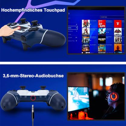 DuLingKer Wireless Controller compatible for PS4/Pro/Slim, Bluetooth gaming controller with vibration function, 6-axis gyro, turbo, 1000mAh battery, audio, game controller compatible with PS4