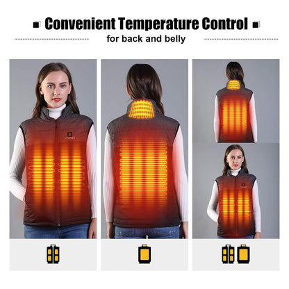 Heated Vest Women/Men, Lightweight Outdoor Heated Vest, Temperature Control Two Heating Zones Heated Jacket Heating Jacket with Heated Collar (Battery Not Included/Output 5V/2A or higher)