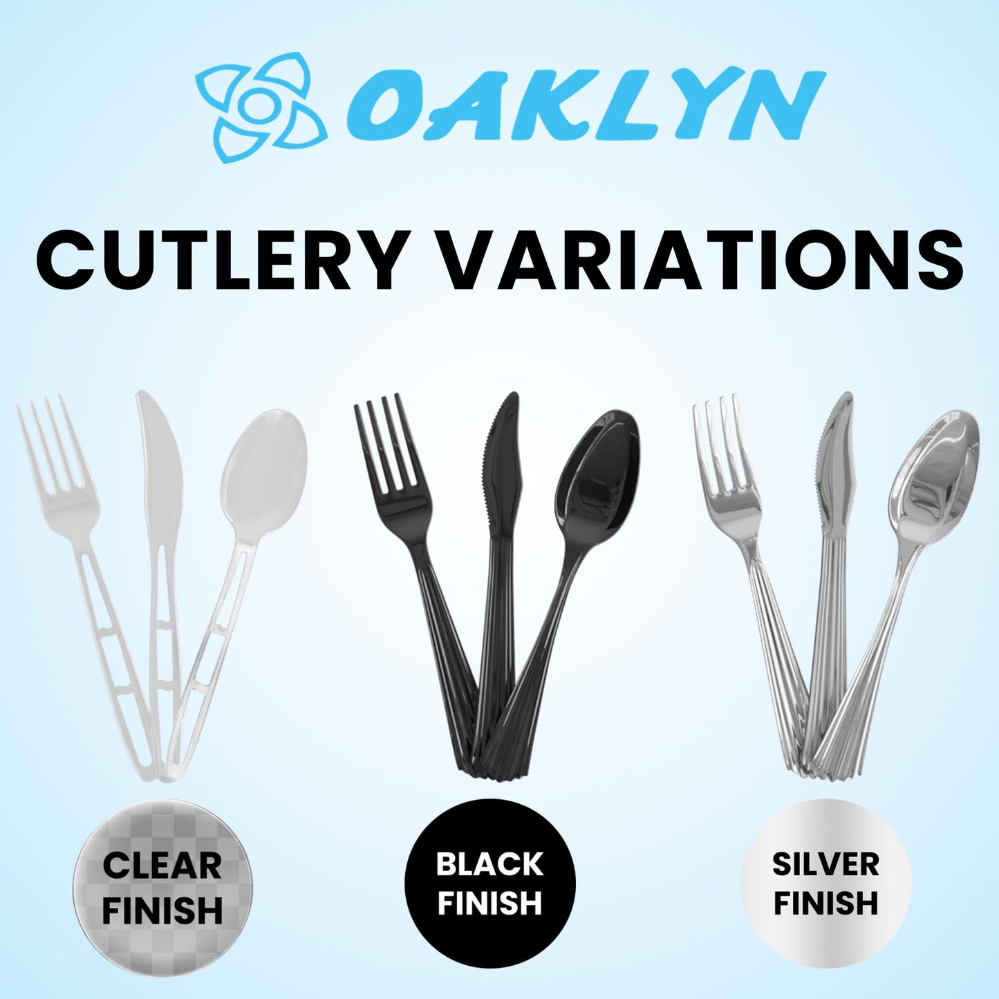 Durable plastic cutlery set - 50 forks, 50 spoons, 50 knives - kitchen utensil set - reusable stylish kitchen utensil set.