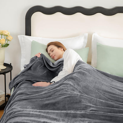 WAVVE cuddly blanket fluffy fleece blanket - sofa blanket 230x270 cm living room blanket couch blanket, gray blanket sofa light, large blanket huge sofa throw soft
