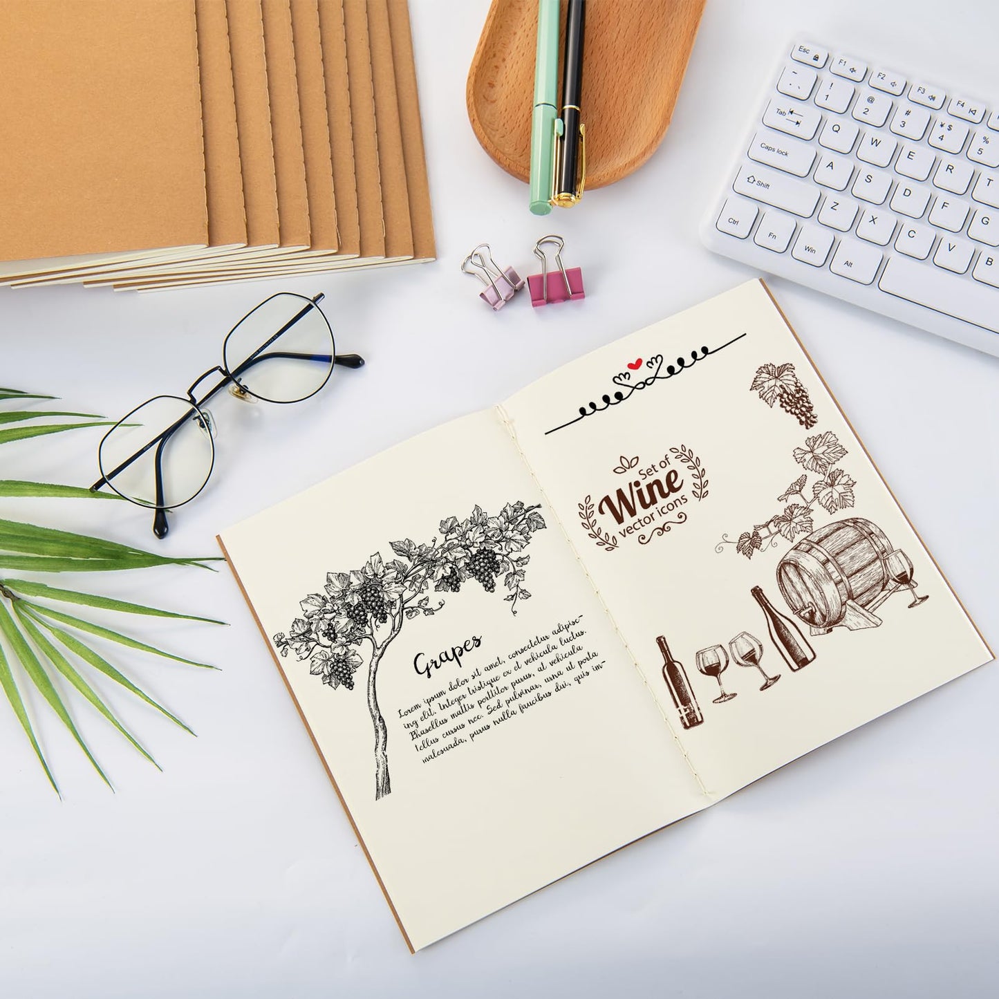 VEESUN Notebook A5 Blank Pages: 100 pack Sketchbook Kraft Cover Journal for Kids and Adults Diary for School Office Travel Drawing Back to School Gift
