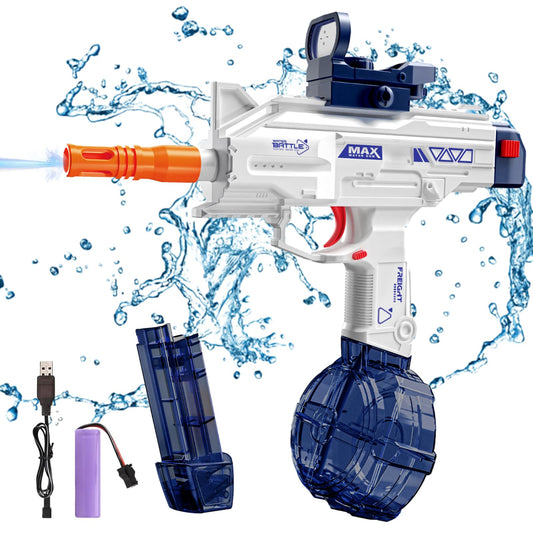 Maxee Electric Water Gun, Uzi-SMG Toy Water Guns, One-Button Automatic Water Sprayer for Kids Adults Summer Pool Party Beach Outdoor