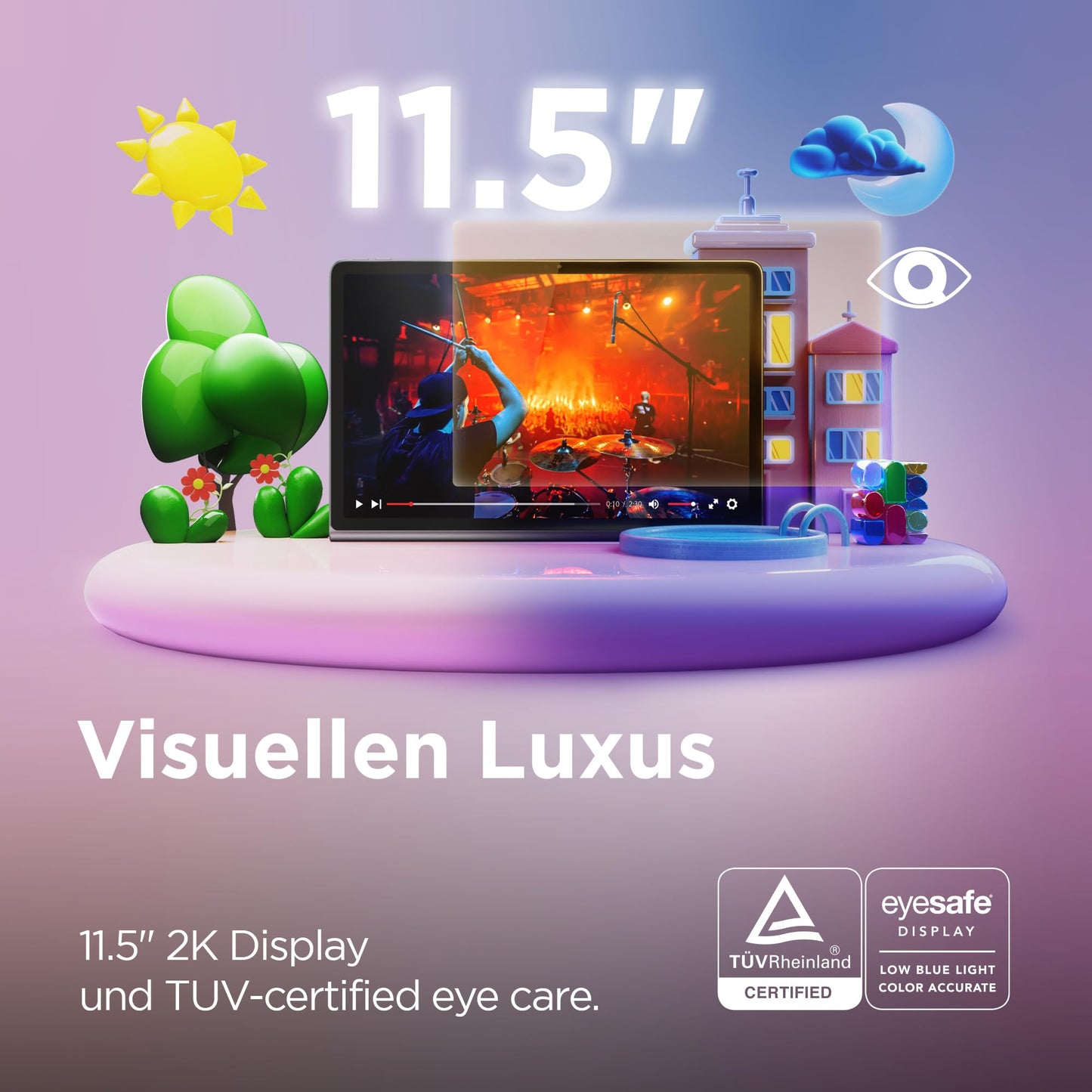 Lenovo Tab Plus Tablet | 11.5'' 2K Touch Display | JBL Sound system with 8 speakers | Mediatek Helio G99 | 8GB RAM | 128GB storage | Android 14 | Gray