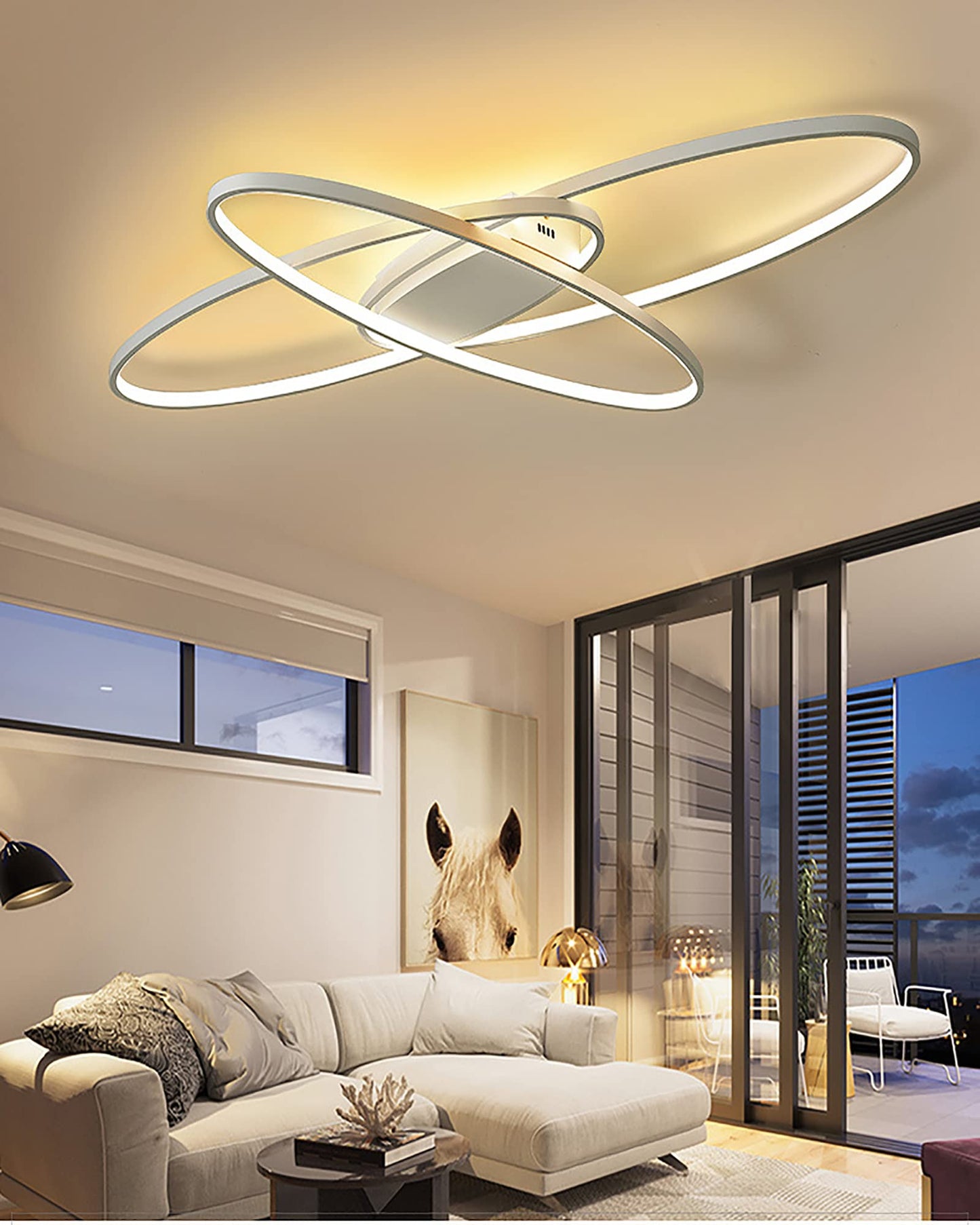 MQW LED Ceiling Light Dimmable Modern Ceiling Lamp Living Room Lamp Bedroom Lamp Ceiling with Remote Control 62W Interior Design Ceiling Lighting for Living Room Study Kitchen Office White, 130cm