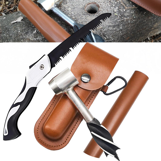 Manual hand drill bushcraft, wood drill outdoor hand wrench Scotch eye auger. Manual bushcraft hand drill, hand drill outdoor bushcraft set for camping, bushcraft survival.