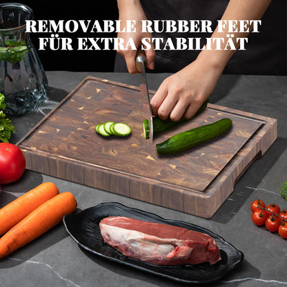 COCOBOSS Cutting Board Wood Large 42x30x2.5cm, Wooden Cutting Board, Kitchen Board, made of Acacia Wood PREMIUM for Kitchen, Kitchen Wood Board, Non-slip Feet XXL
