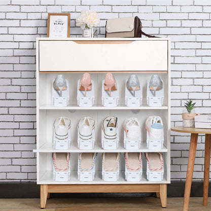 LILIIN 30pcs Adjustable Shoe Racks Non-Slip Shoe Stacker 3 Height Adjustable Shoe Storage Shoe Organizer (30pcs, White)