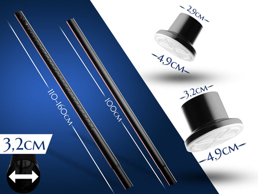MEISENBERG curtain rod without drilling 210-260cm, Ø32mm matt black sturdy clamp rod for extending - curtain rod, telescopic rod - for your curtains, partition wall, and balcony.