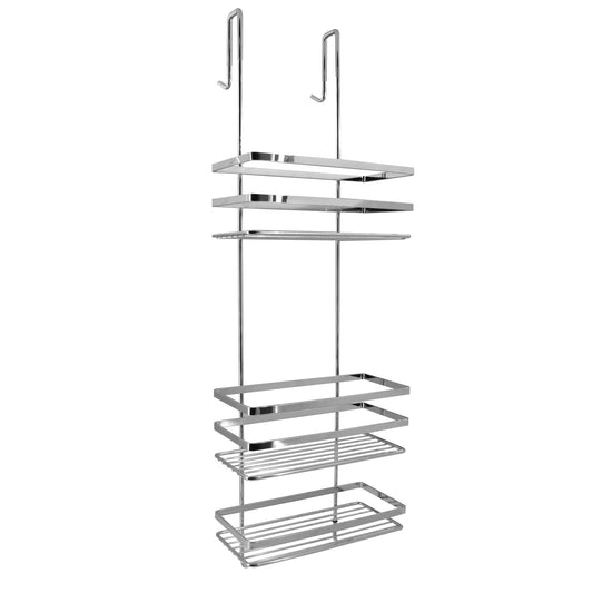 Euroshowers hanging stainless steel shower caddy - no drill shower shelf non-slip shower basket with towel holder height 77 cm