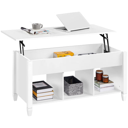 Yaheetech Coffee Table Height Adjustable Lift Top Table Hidden Storage Side Table Wooden Sofa Table for Living Room White