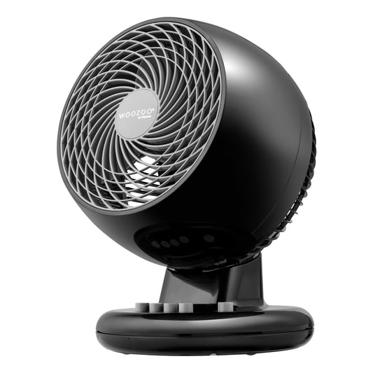 Iris Ohyama Woozoo, Quiet, powerful & portable desk fan, 248sq ft, reach 39ft, oscillation, vertical tilt, room - Woozoo PCF-M18 - Black