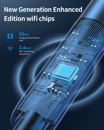 Dual Lens endoscope camera, 1080P HD endoscope camera with light, mobile waterproof IP67 no WiFi required inspection camera with 8+1 LEDs light for Android & iOS, tablet (16.4 ft/5m)