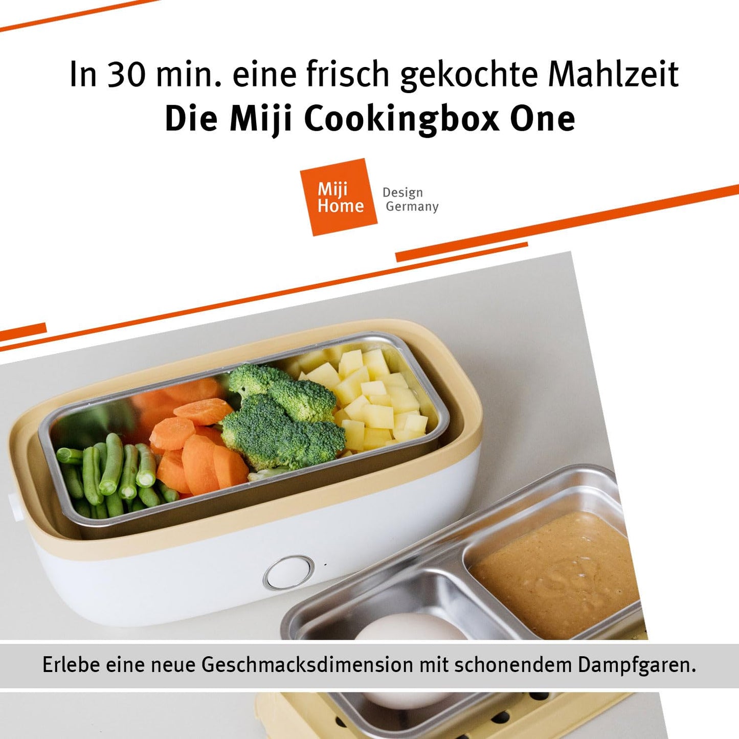 Miji Electric Lunchbox & Mini Camping Cooker 1L | 250W Steamer - quiet, odorless & compact for 1-2 servings