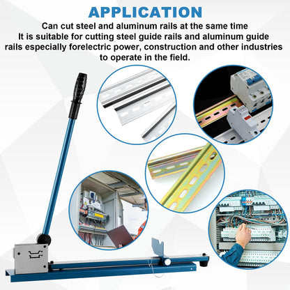 MXBAOHENG DIN Rail Cutter Double Hole Rail Cutting Machine with Ruler for cutting Steel/Aluminum Rail (blue)