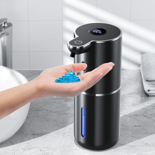 Amyzavls Automatic Soap Dispenser with Digital Display, Touchless 380ml Soap Dispenser Wall Mount with Sensor, USB Rechargeable for Bathroom, Kitchen