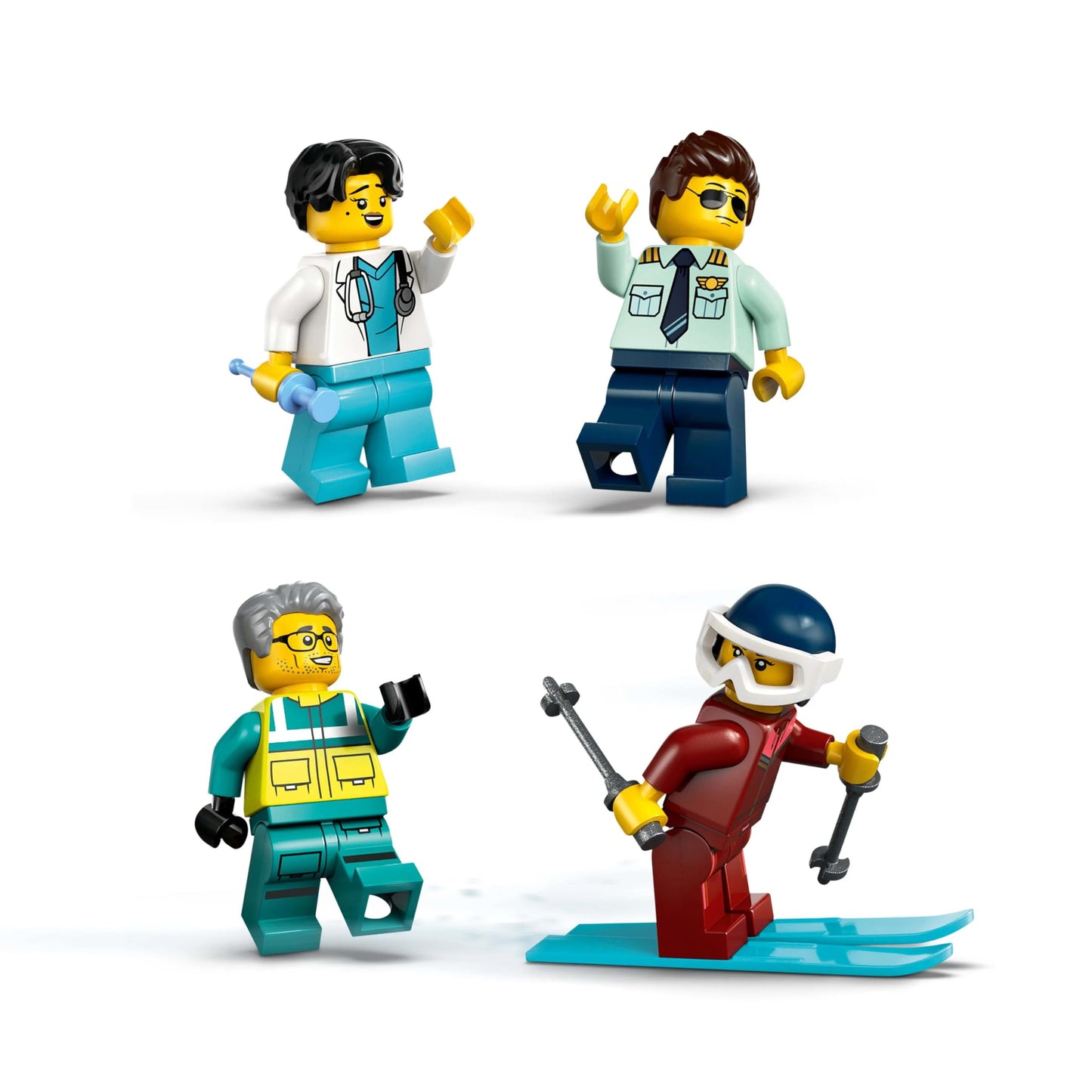LEGO City Emergency Rescue Plane – set with airplane, snowmobile, and 4 minifigures: paramedic, pilot, doctor, and skier – great gift for kids aged 6 and up – 60465