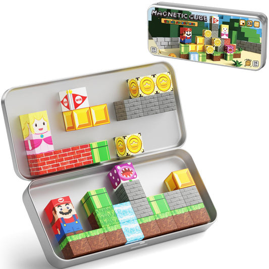 STEM MATCH Magnetic Building Blocks Travel Toy for Kids, Portable Iron Box Magnetic Building Blocks 35 PCS, Magnetic Construction Toy Travel Toy Gift for Kids aged 3+ years.