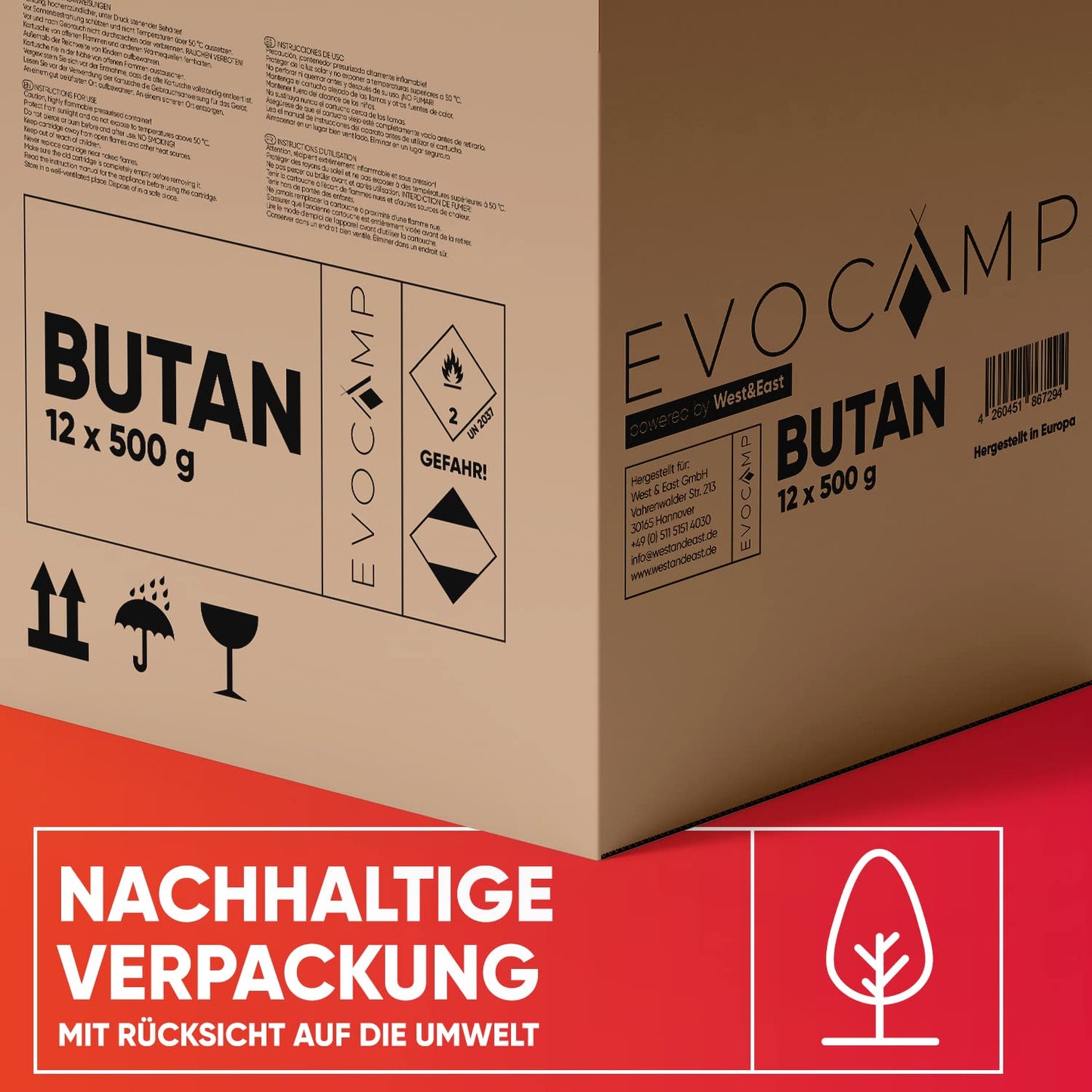 12x Butane gas cartridges 500g, screw cartridge with butane/propane gas 899 ml, gas cartridge EN417, valve cartridge with screw closure, gas cartridge with camping gas, screw valve gas cartridges.