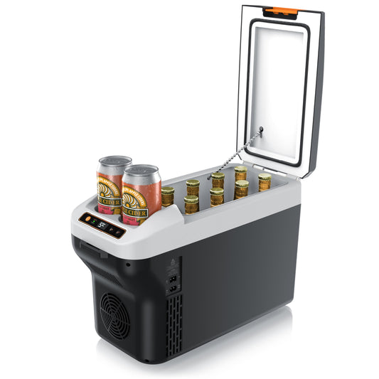 Brandson - Electric cooler box 10L - 230V mains voltage and 12V car battery voltage - cools and warms - heating up to 65°C max - cooling down approximately 20°C below ambient temperature - Cool Grey