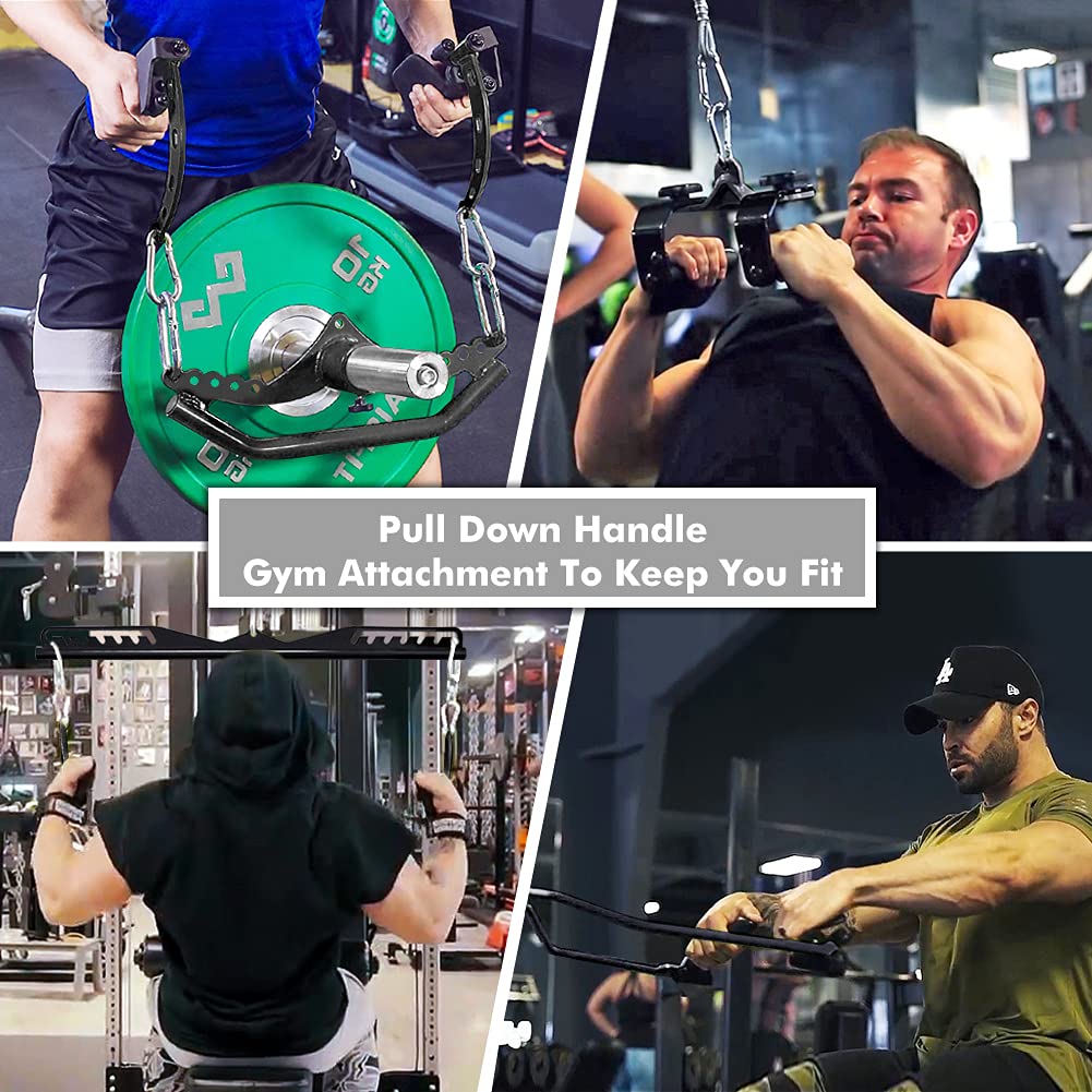 Rowing handle LAT Pull-Down attachment, Rotating fitness tower cable pull cable grip fitness gripper for weightlifting on the cable machine, training the triceps back muscles, home and fitness equipment.