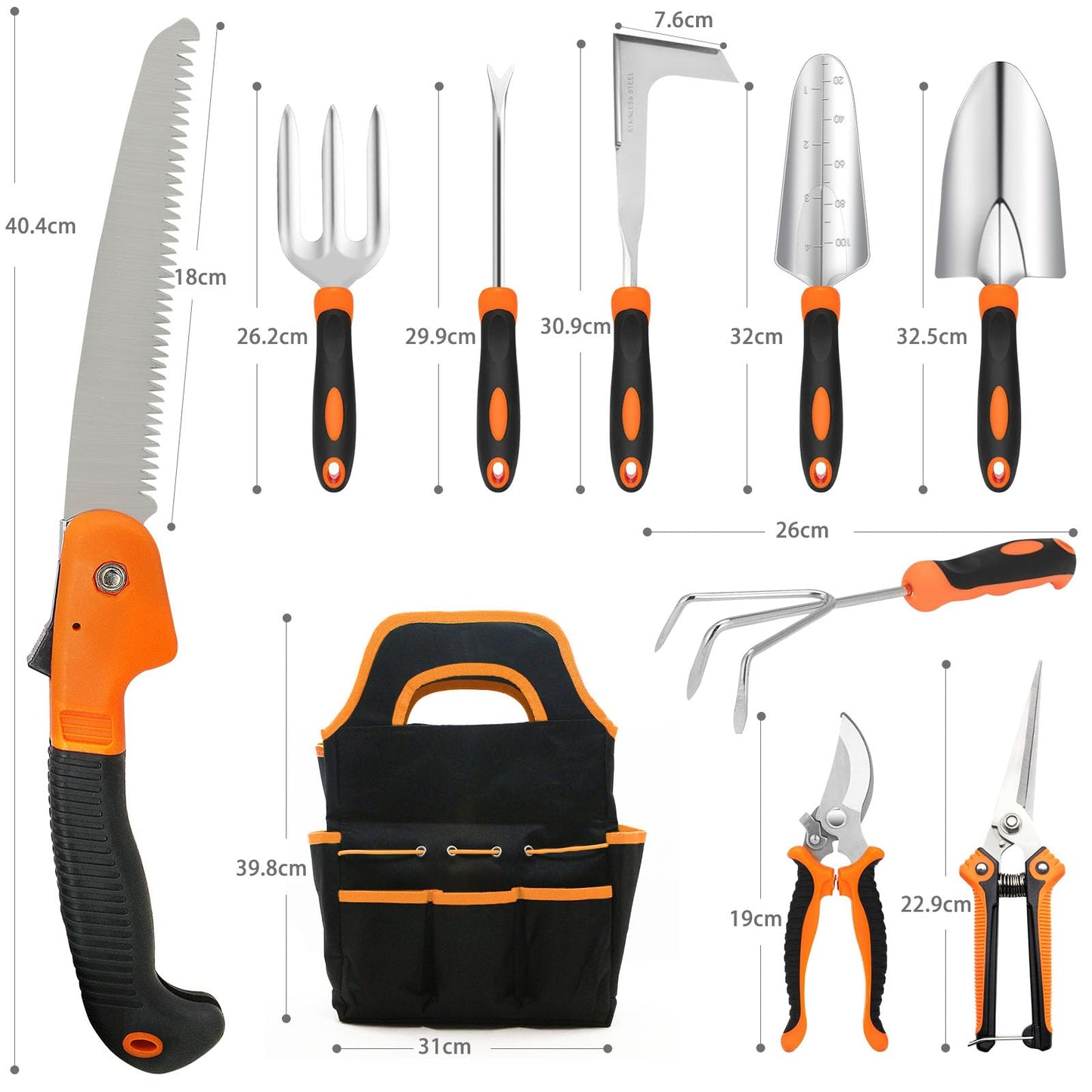 MQHUAYU Garden Tool Set, 10 Piece Heavy Duty Gardening Tools Set, Garden Tool Set for Gardening, Gifts for Women and Men