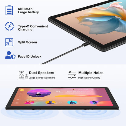 ZIOVO 10-inch Android 13 tablet, 12GB RAM+128GB ROM (expandable up to 1TB), 5G WiFi, BT 5.0, Octa-Core 2.0 GHz, 5+8 MP cameras, AGPS, 6000 mAh battery, Parental Control, tablets with Eva Case - Blue.